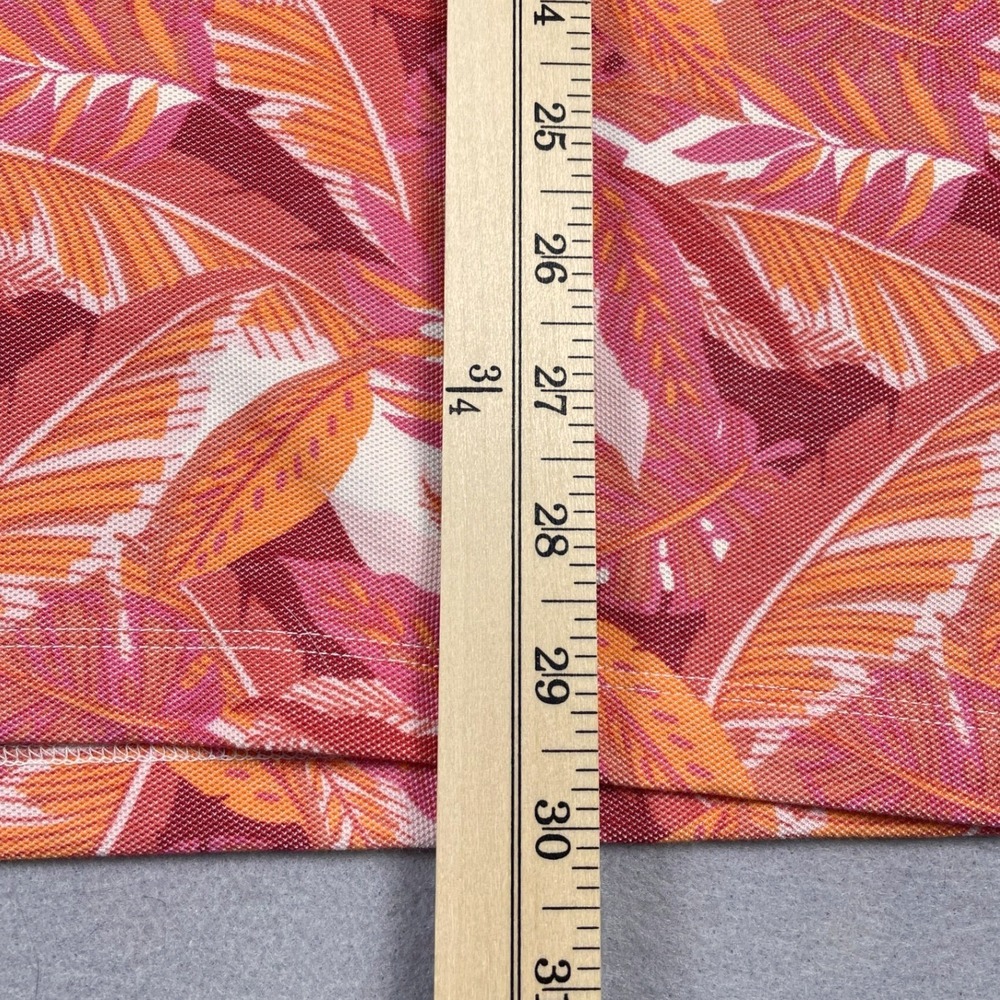Tommy Bahama Polo Mens XL Orange Tropical Leaf Print Supima Blend Short Sleeve - Picture 7 of 8